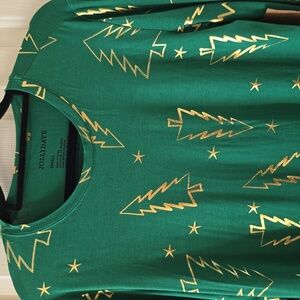 JOLLIDAYS BRAND WOMEN'S GREEN AND GOLS LONG SLEEVES TOP SIZE SMALL